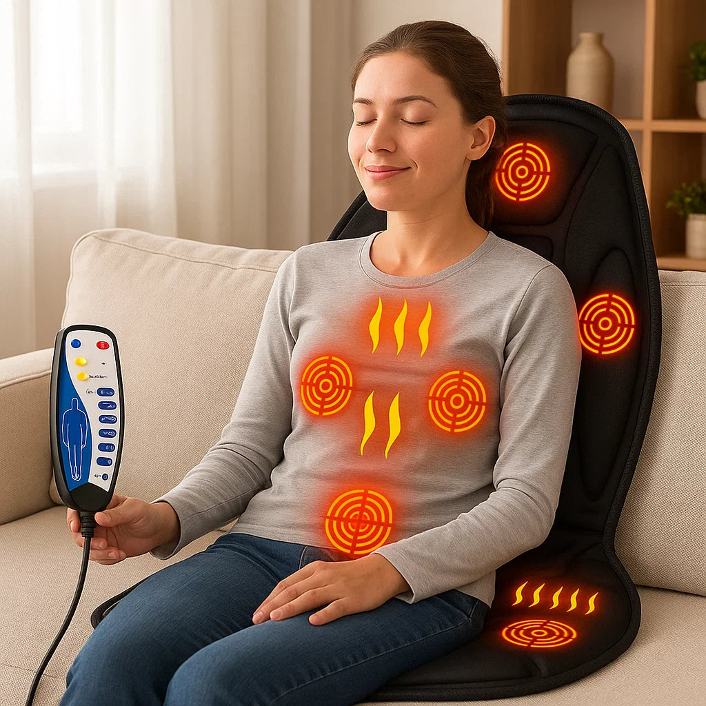 CuPiLo Heat & Vibrate Full Back Massage Chair Pad