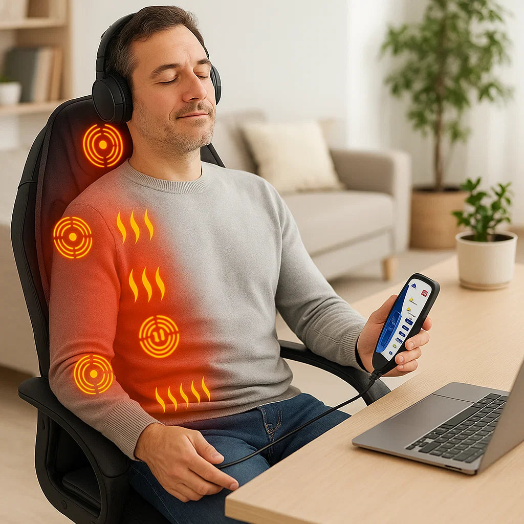 CuPiLo Heat & Vibrate Full Back Massage Chair Pad