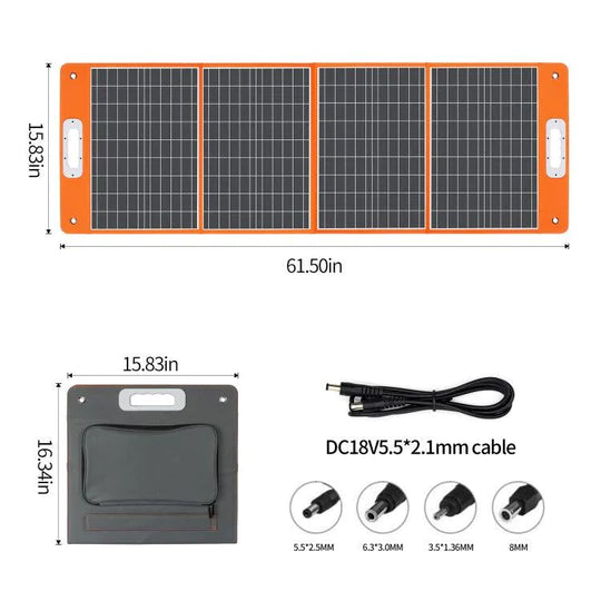 100W 18V Portable Solar Panel, Flashfish Foldable Solar Charger with 5V USB 18V DC Output Type-C Output Compatible with Portable Generator, Smartphones, Tablets and More