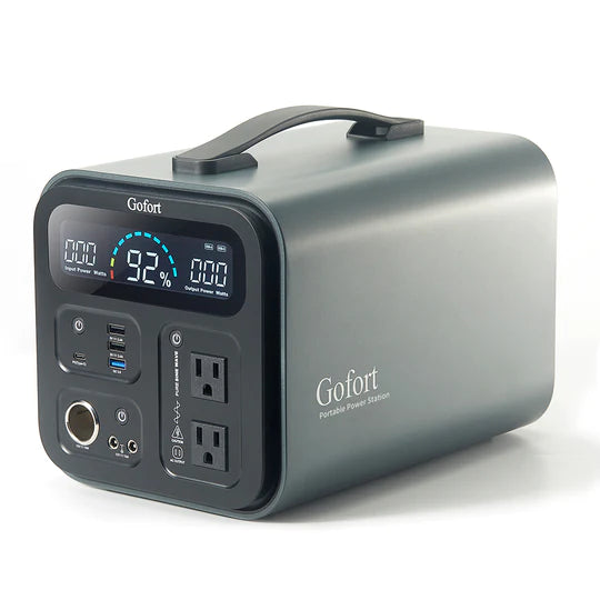 GOFORT Portable Power Station, 1100Wh Solar Generator With 1200W (Peak 2000W) 110V AC Outlets, 120W 12V DC, QC3.0&TypeC, SOS Flashlight, Backup Power Lithium Battery Pack For Outdoor RV/Van Camping