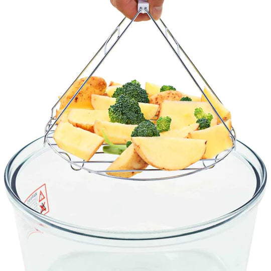 quicker prepare pot pan oven lighter light kitchen healthy healthful halogen glass food faster easy easier convection bowl