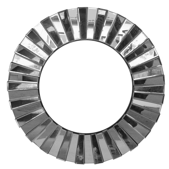 DunaWest 28 Inch Round Floating Wall Mirror with Mirrored Frame Work, Silver