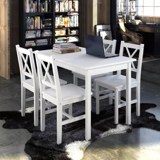 wood white table strong set real plain pine kitchen great good glossy furniture four dinning clean chairs budget affordable 4
