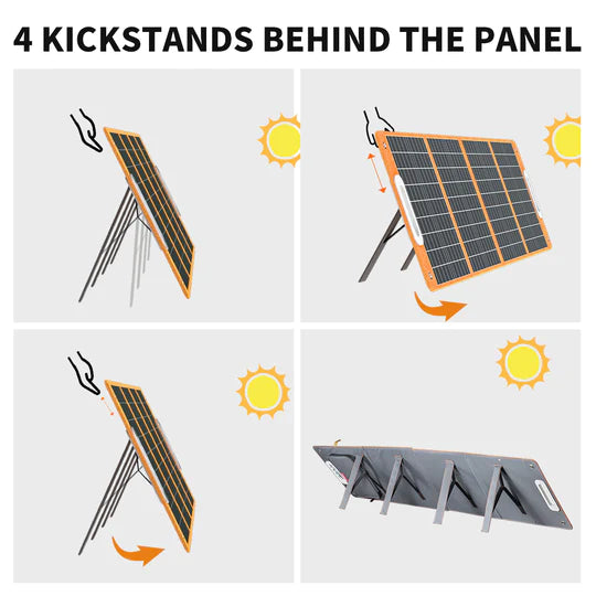 100W 18V Portable Solar Panel, Flashfish Foldable Solar Charger with 5V USB 18V DC Output Type-C Output Compatible with Portable Generator, Smartphones, Tablets and More
