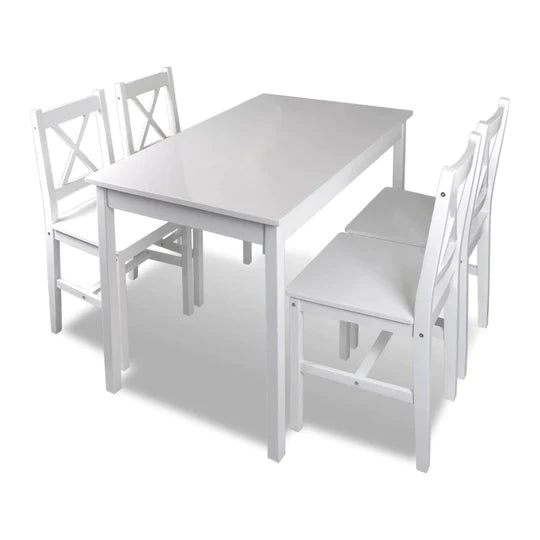 wood white table strong set real plain pine kitchen great good glossy furniture four dinning clean chairs budget affordable 4