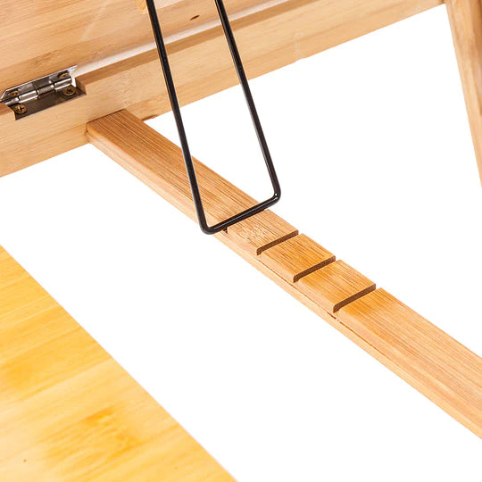100% Natural Bamboo Laptop Desk Table Adjustable Foldable Breakfast Serving Bed Tray w/Tilting Top Drawer