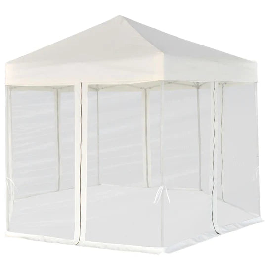 Hexagonal Pop-Up Marquee with 6 Sidewalls Cream White 11.8'x10.2'