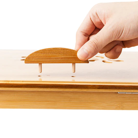 100% Natural Bamboo Laptop Desk Table Adjustable Foldable Breakfast Serving Bed Tray w/Tilting Top Drawer