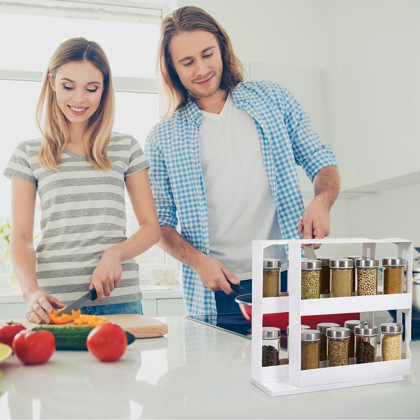 Swivel Cabinet Organizer Revolving Kitchen Rack Spice Organizer for Cabinet Condiment Holder Shelf - HomeBrainsandBrawn