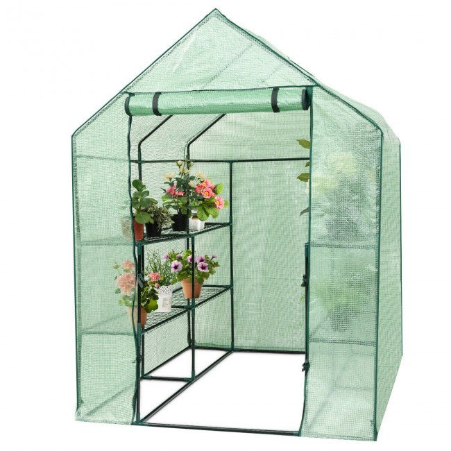 8 shelves Mini Walk In Greenhouse Outdoor Gardening Plant Green House - Home Brains And Brawn