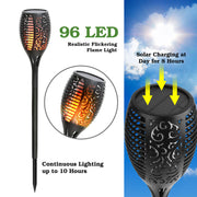 96 LEDs Solar Flame Torch Light Waterproof Flickering Flame Lamp - Home Brains And Brawn