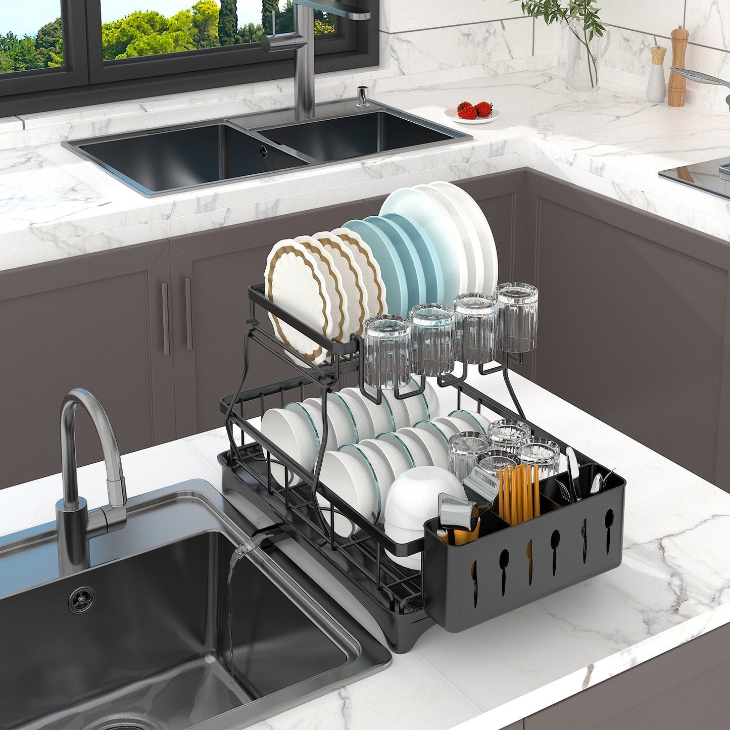 Dish Drying Rack for Kitchen Counter - HomeBrainsandBrawn