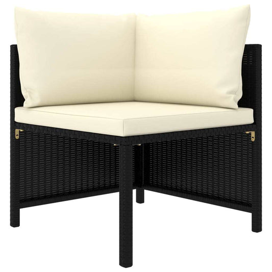 4-Seater Patio Sofa with Cushions Black Poly Rattan - Home Brains And Brawn