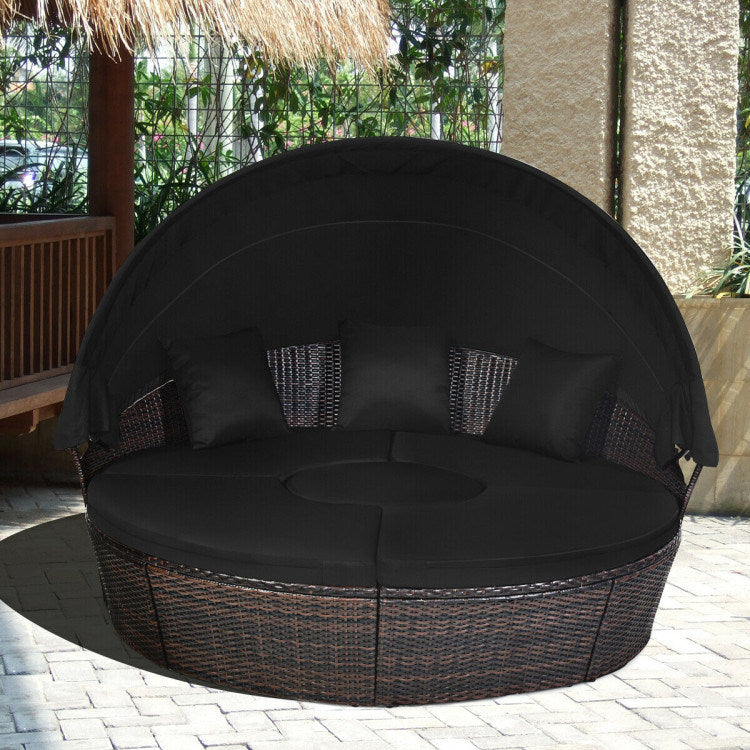 Outdoor Daybed with Retractable Canopy - HomeBrainsandBrawn