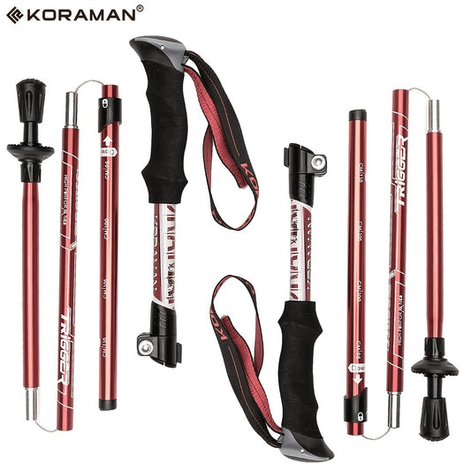KORAMAN 1pair Collapsible Trekking Poles - Home Brains And Brawn