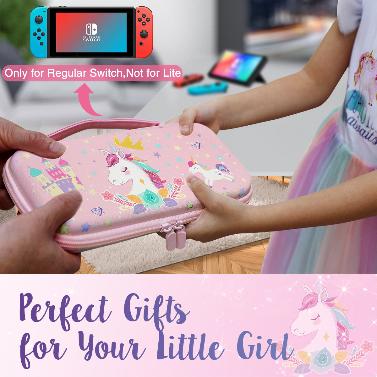 Pink Unicorn Carrying Case Compatible