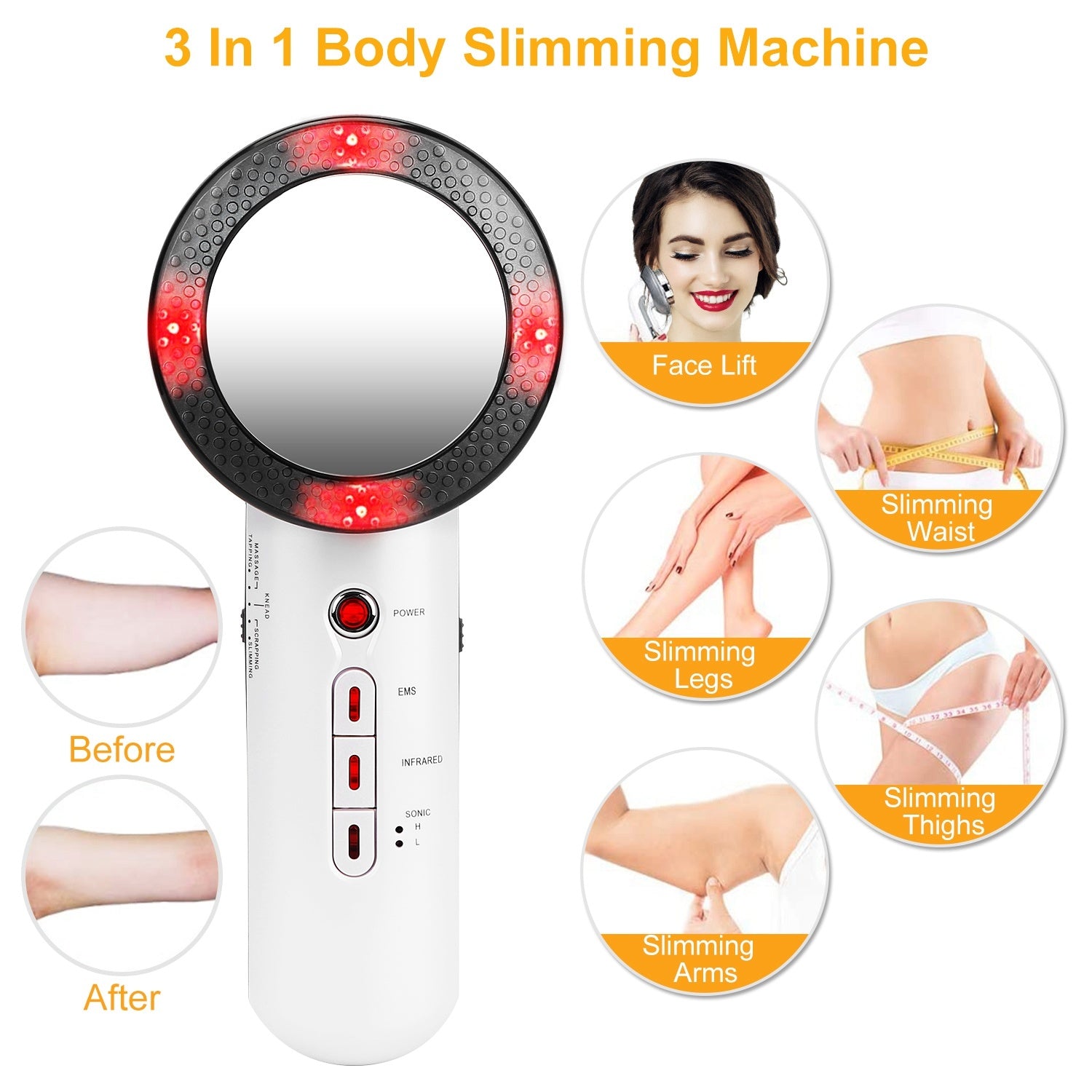 Ultrasonic Body Shaping Machine 3 in 1 Multifunctional EMS Infrared Massager Fat Remover For Belly Waist Leg Arm Skincare - Home Brains And Brawn