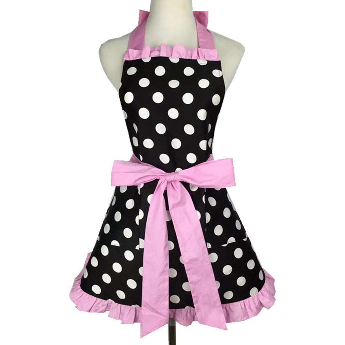 1pc Cute Apron, Retro Polka Dot Aprons - HomeBrainsandBrawn