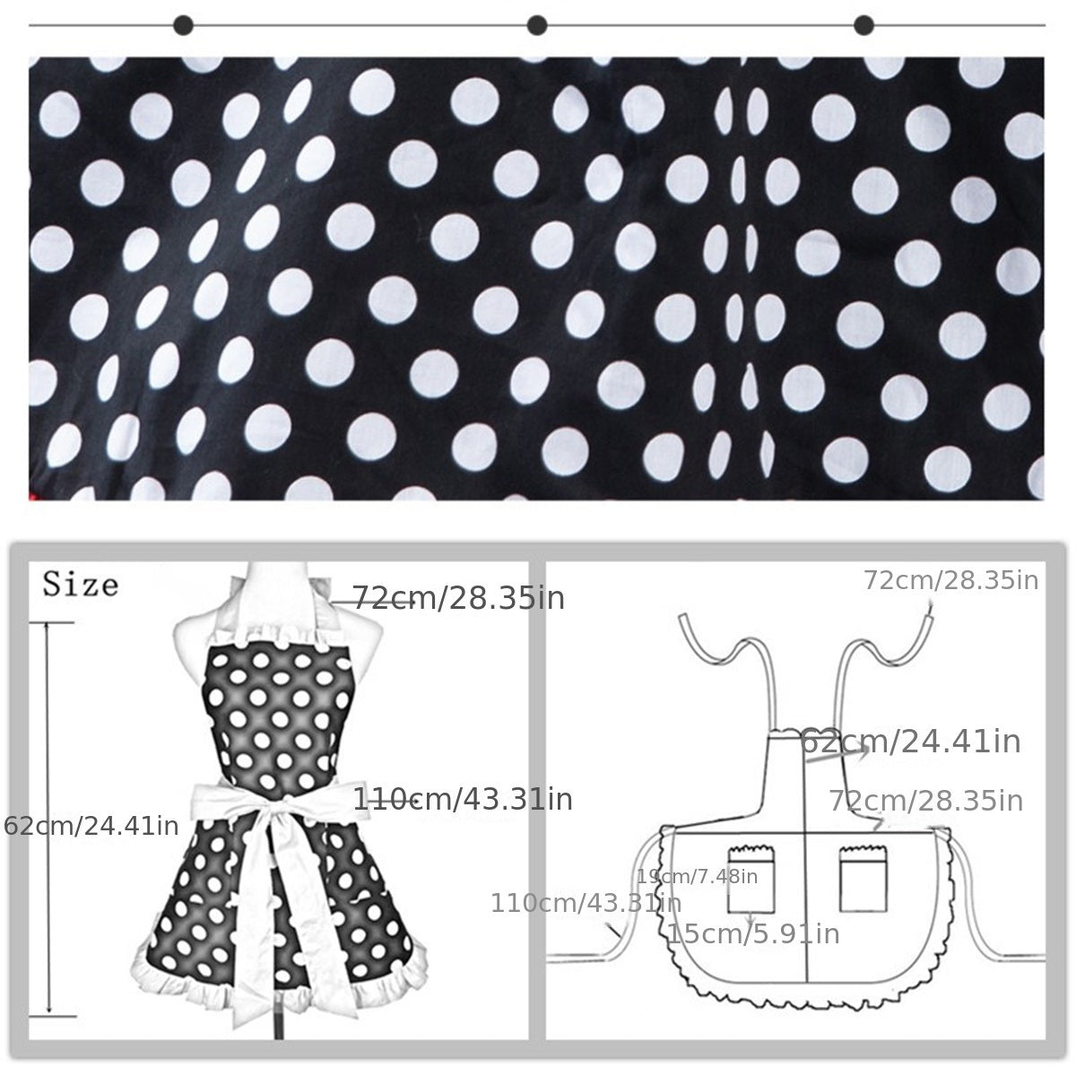 1pc Cute Apron, Retro Polka Dot Aprons - HomeBrainsandBrawn