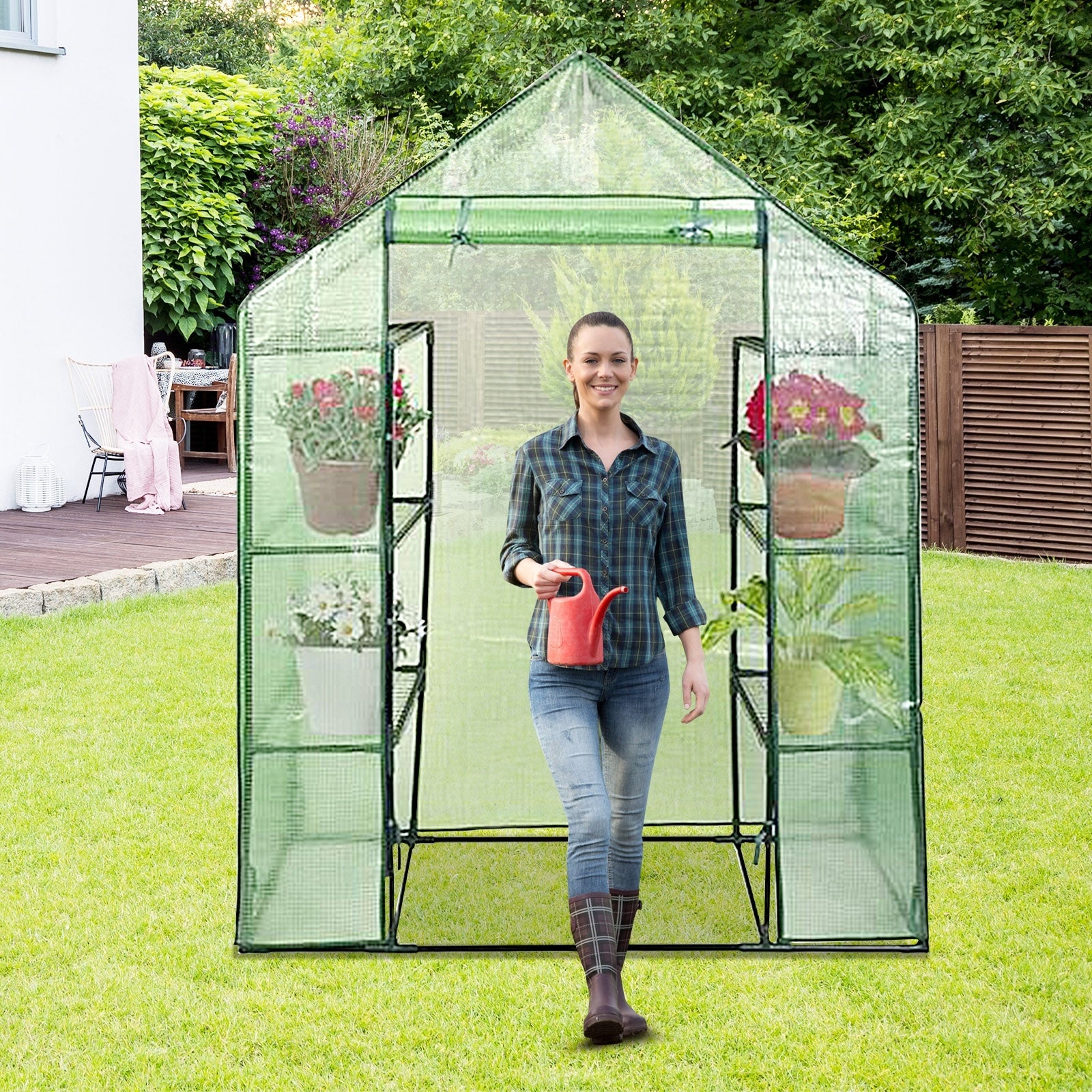 Shelves Walk-in Plant Greenhouse - HomeBrainsandBrawn
