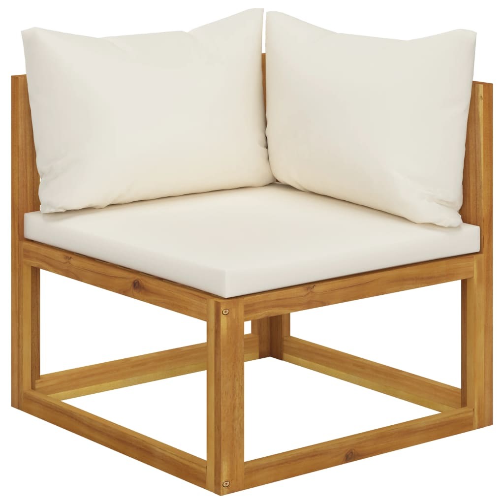 8 Piece Patio Lounge Set with Cushion Cream Solid Acacia Wood - Home Brains And Brawn
