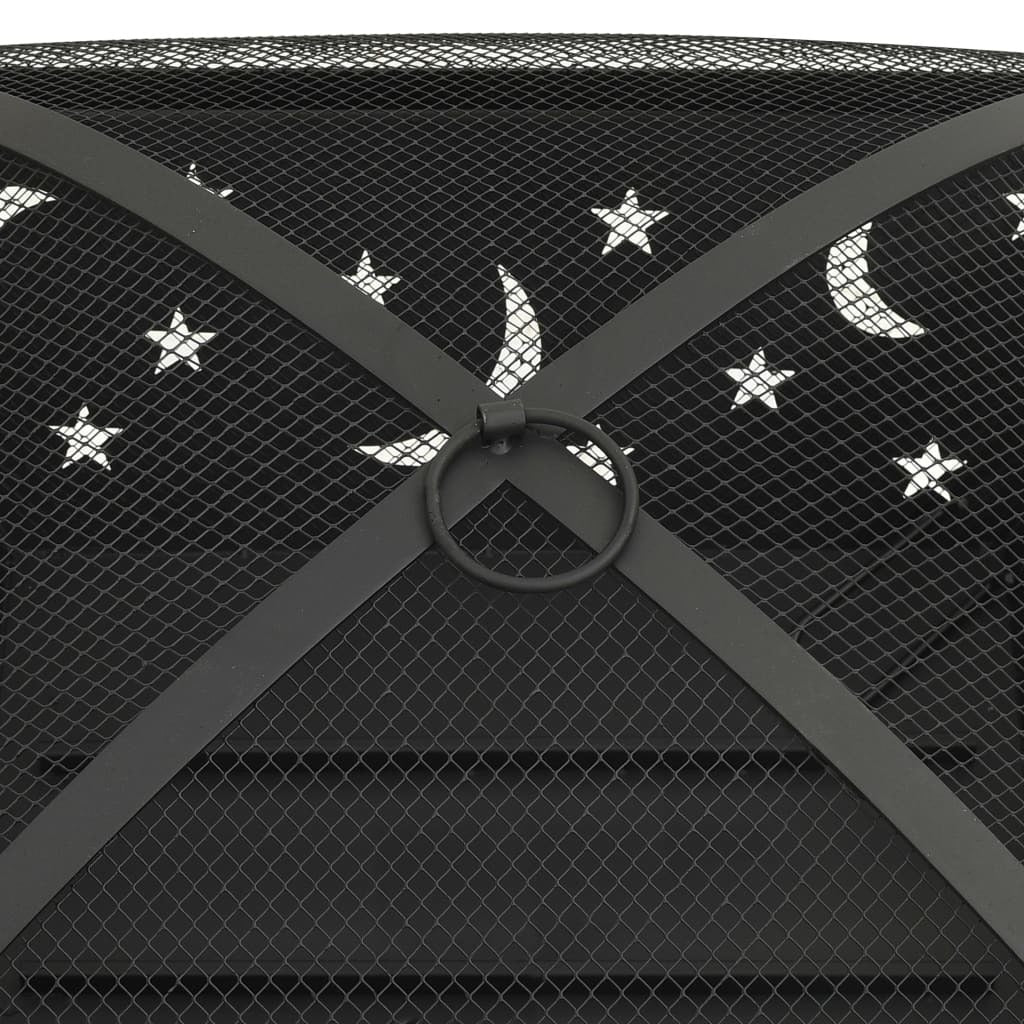 Square Fire Pit with Poker 24.4" XXL Steel - Home Brains And Brawn