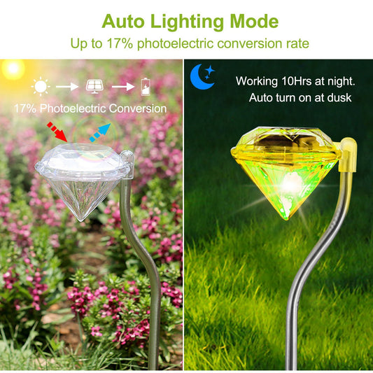 Solar Garden Light Outdoor Diamond LED Light - Home Brains And Brawn