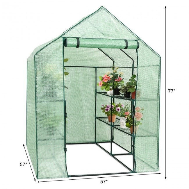 8 shelves Mini Walk In Greenhouse Outdoor Gardening Plant Green House - Home Brains And Brawn