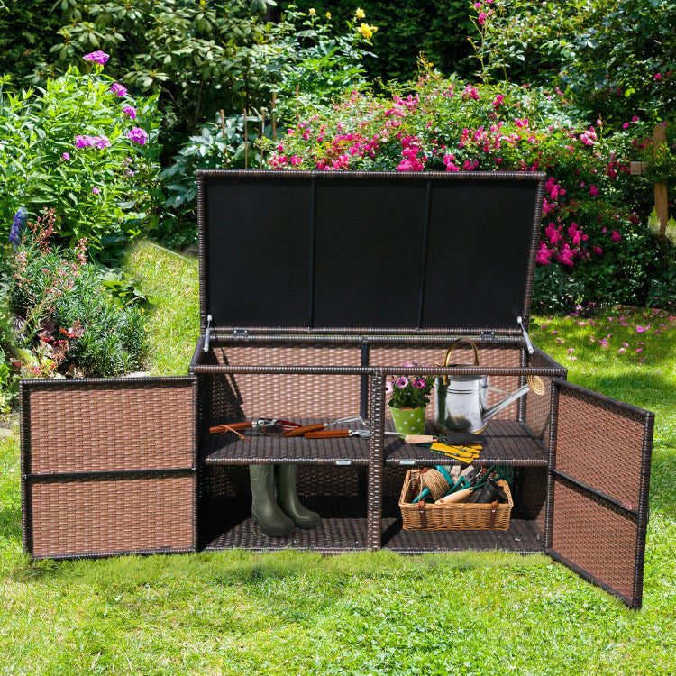 88 Gallon Garden Patio Rattan Storage Container Box - Home Brains And Brawn