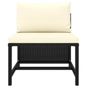 4-Seater Patio Sofa with Cushions Black Poly Rattan - Home Brains And Brawn