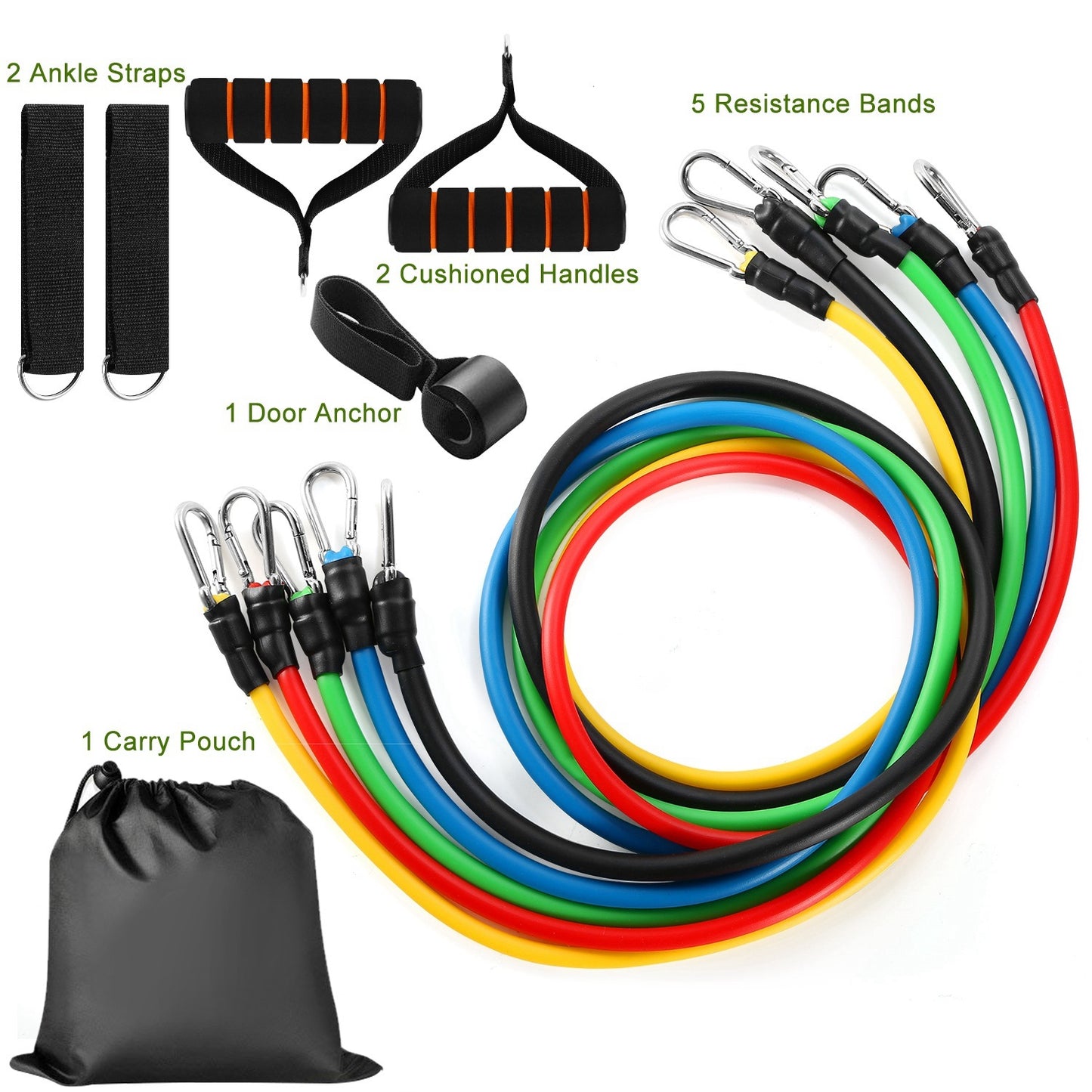11Pcs Resistance Bands Set - Home Brains And Brawn