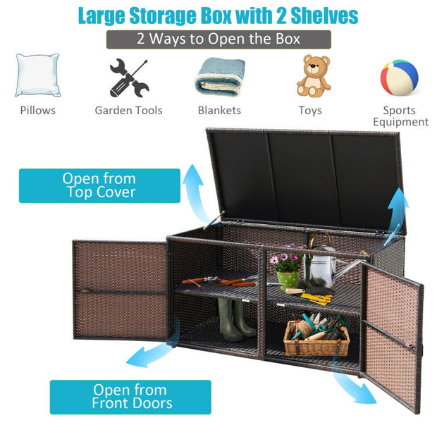 88 Gallon Garden Patio Rattan Storage Container Box - Home Brains And Brawn