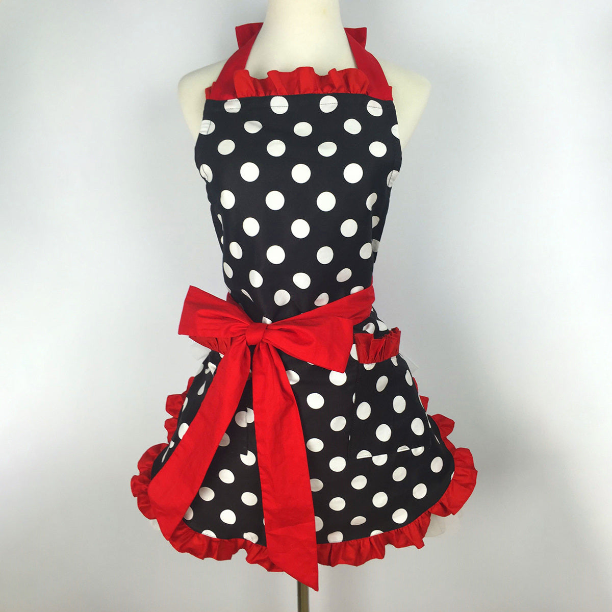 1pc Cute Apron, Retro Polka Dot Aprons - HomeBrainsandBrawn