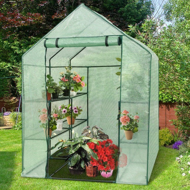 8 shelves Mini Walk In Greenhouse Outdoor Gardening Plant Green House - Home Brains And Brawn
