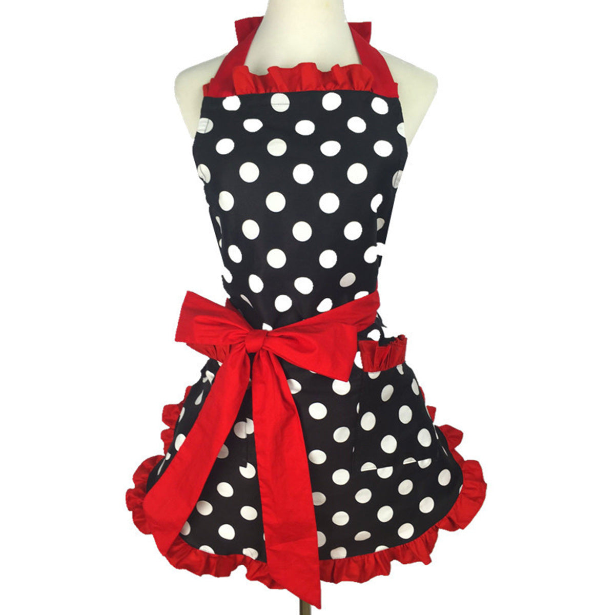 1pc Cute Apron, Retro Polka Dot Aprons - HomeBrainsandBrawn