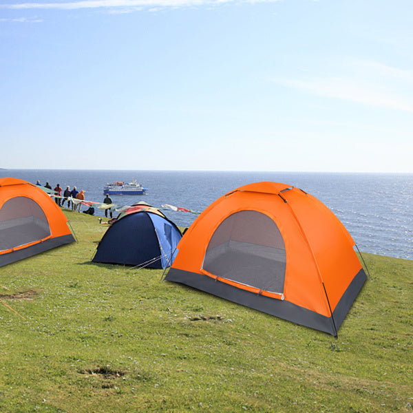 1-Person Waterproof Camping Dome Tent Automatic Pop Up Quick Shelter Outdoor Hiking Orange - HomeBrainsandBrawn