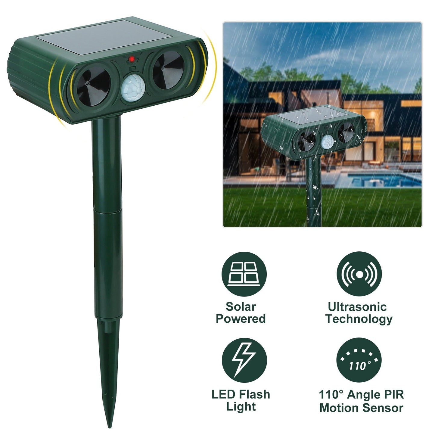 Ultrasonic Animal Repeller Solar Powered Motion Sensor Repellent - Home Brains And Brawn