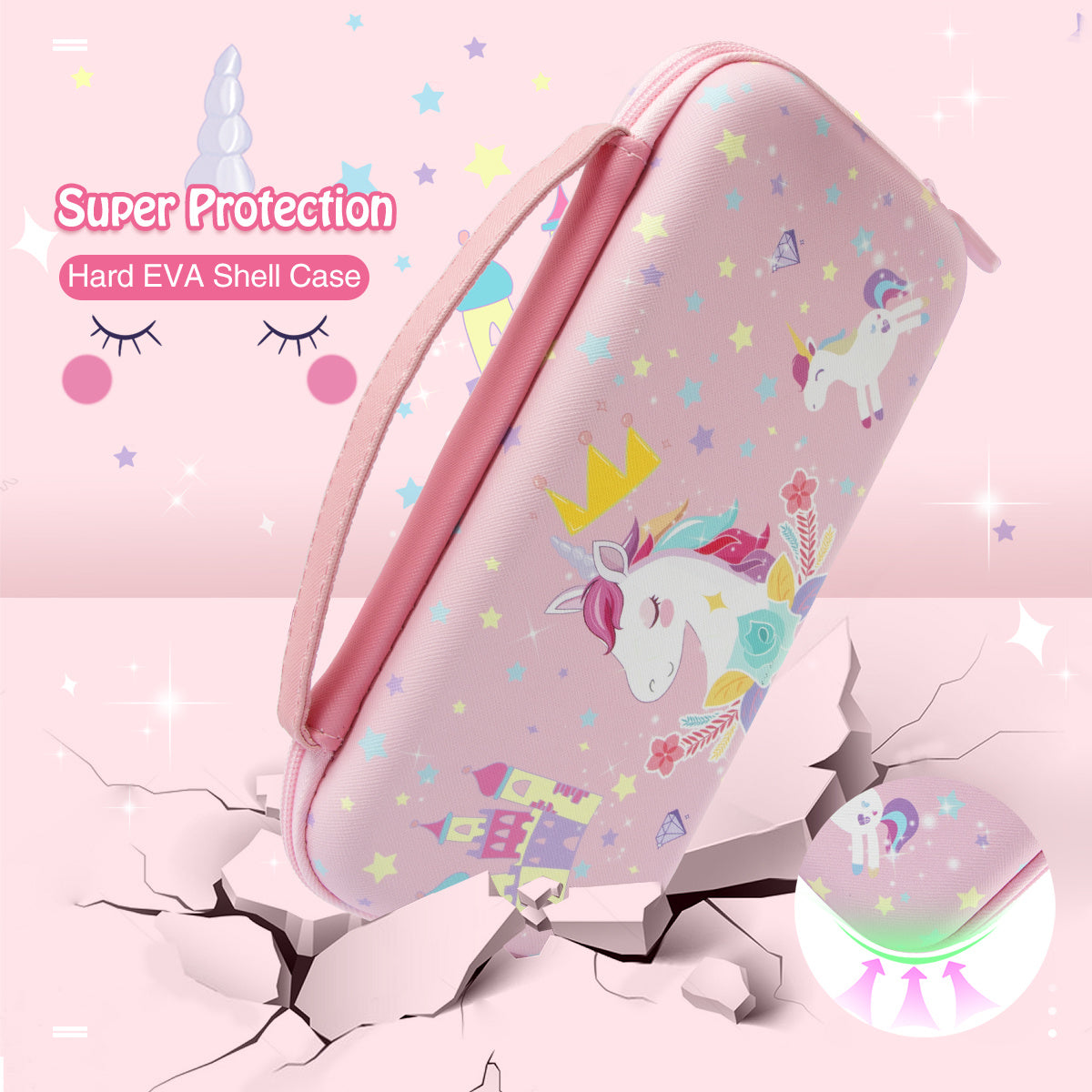 Pink Unicorn Carrying Case Compatible