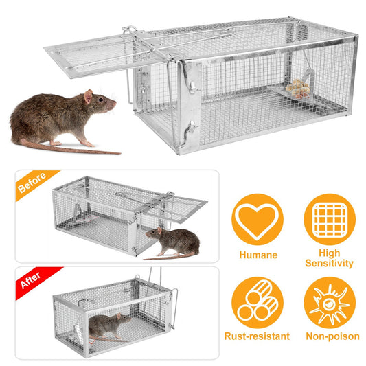 Rat Trap Cage Humane Live Rodent Trap Cage Mouse Control Bait Catch - Home Brains And Brawn