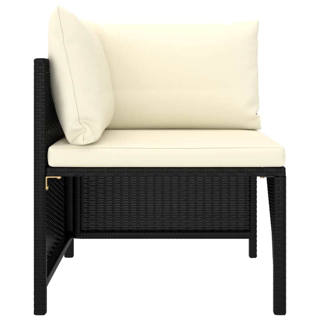 4-Seater Patio Sofa with Cushions Black Poly Rattan - Home Brains And Brawn