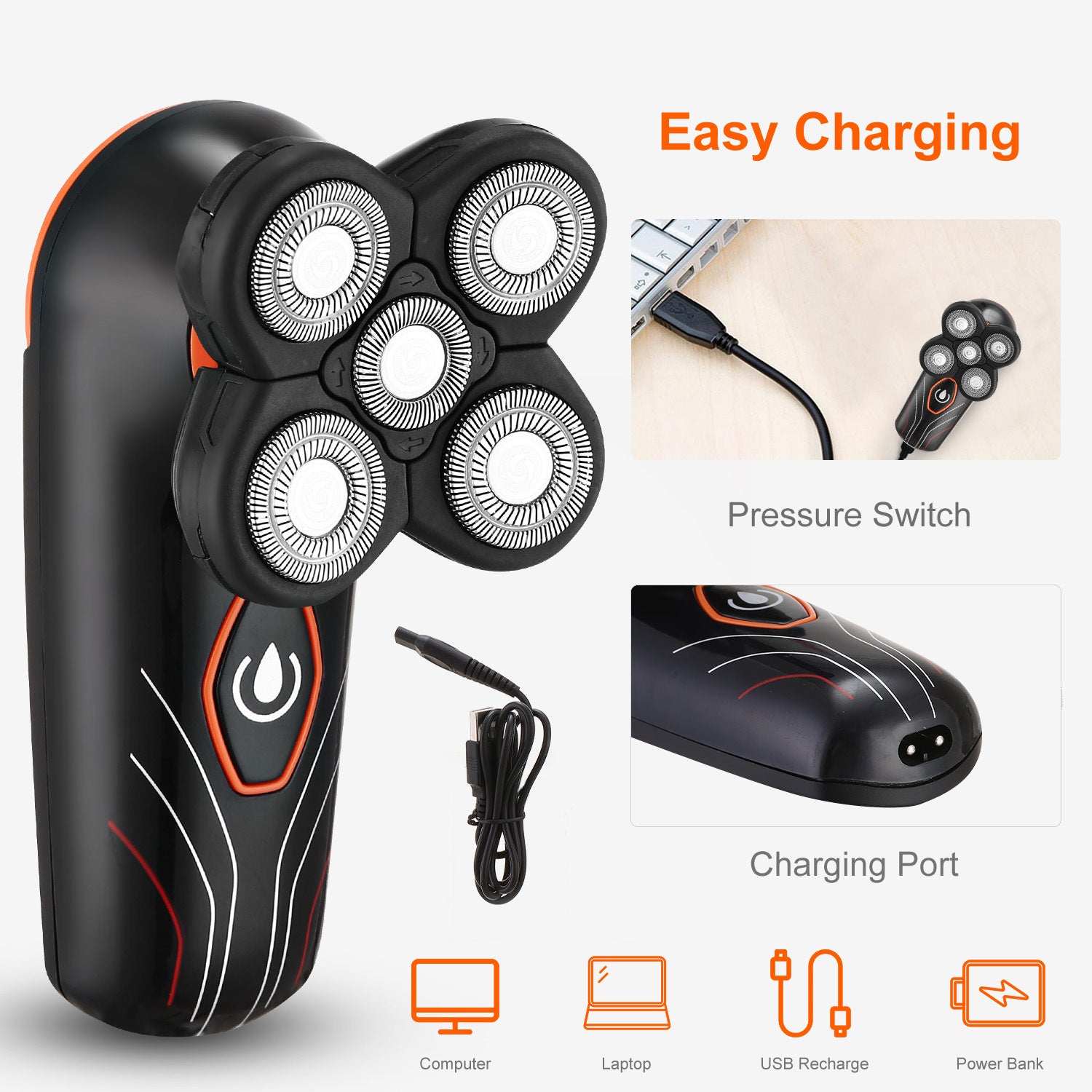 4D Electric Shavers Razor IPX7 Waterproof Wet & Dry - Home Brains And Brawn