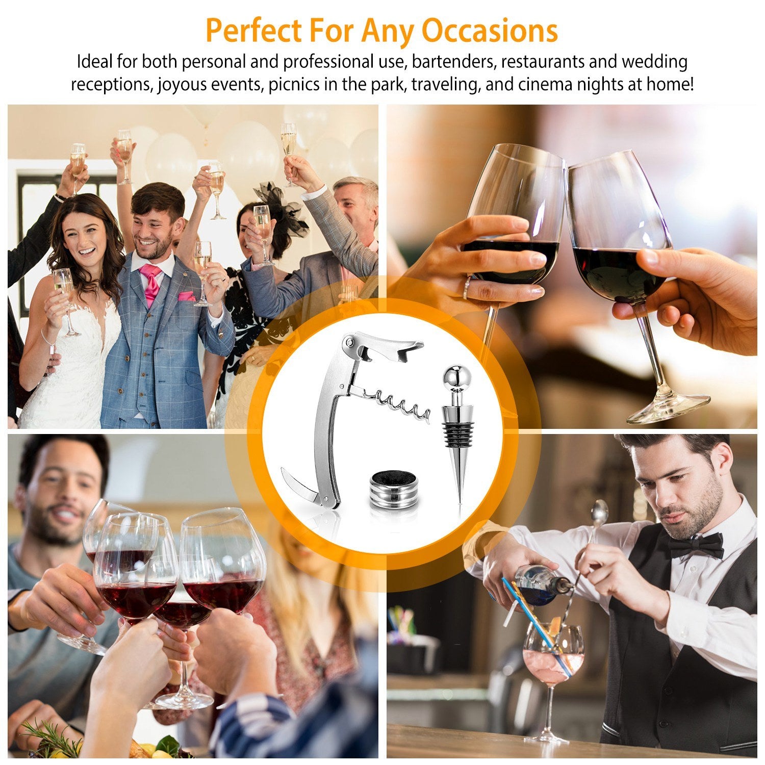 3Pcs Corkscrew Bottle Opener Set - Home Brains And Brawn