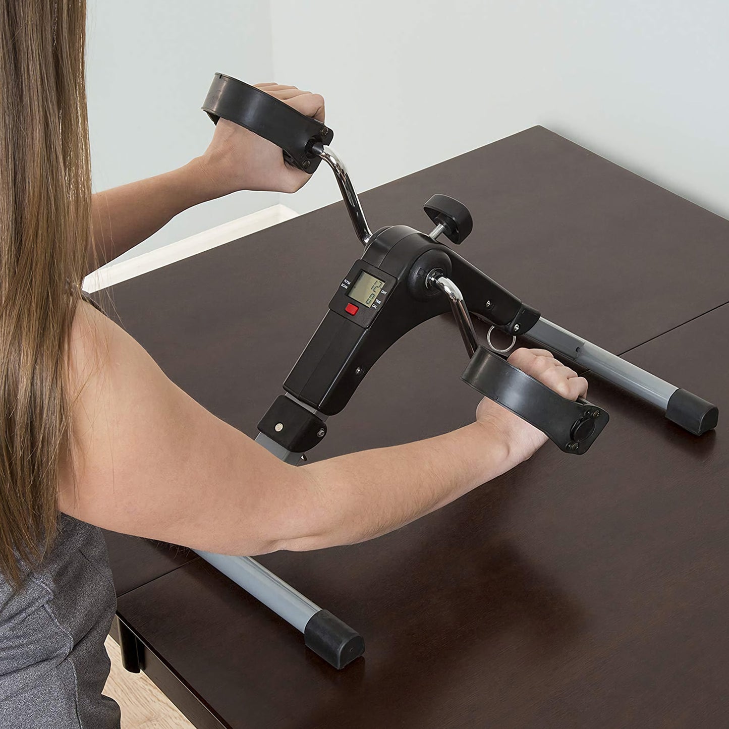 Foldable Exercise Bike Pedal Fitness Exerciser Cycle Bike with LCD Display Mini Pedal Exerciser for Leg Arm Physical Therapy Home Office Gym - Home Brains And Brawn