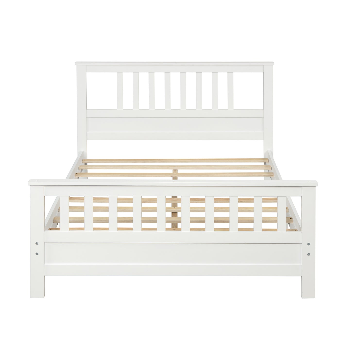 Wood Platform Bed Frame with Headboard and Footboard White RT - Home Brains And Brawn