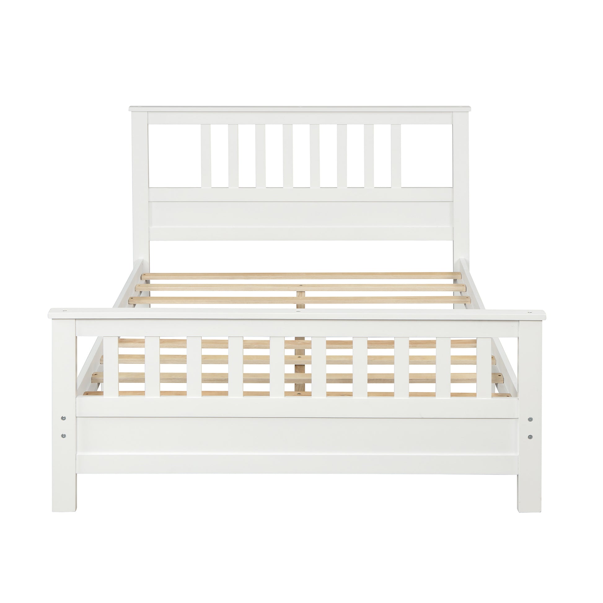 Wood Platform Bed Frame with Headboard and Footboard White RT - Home Brains And Brawn