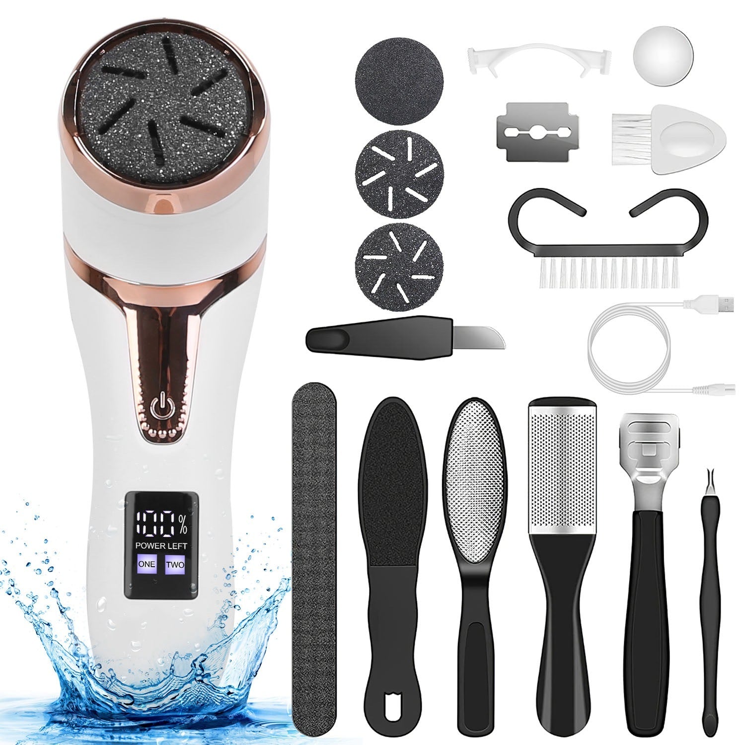 17Pcs Electric Foot Callus Remover with Vacuum Foot Grinder Rechargeable Foot File Dead Skin Pedicure Machine - Home Brains And Brawn