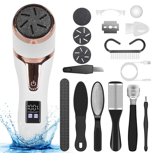 17Pcs Electric Foot Callus Remover with Vacuum Foot Grinder Rechargeable Foot File Dead Skin Pedicure Machine - Home Brains And Brawn