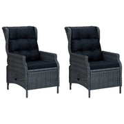 3 Piece Patio Lounge Set with Cushions Poly Rattan Dark Gray - Home Brains And Brawn