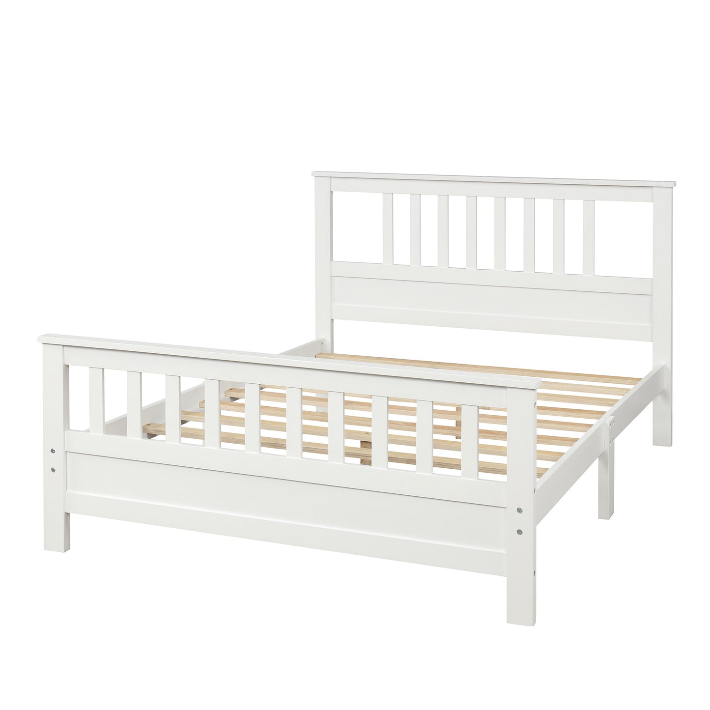 Wood Platform Bed Frame with Headboard and Footboard White RT - Home Brains And Brawn