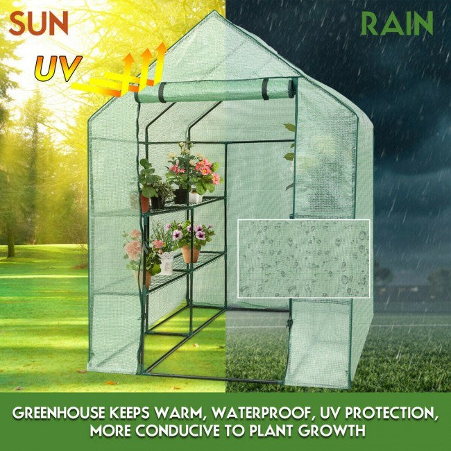 8 shelves Mini Walk In Greenhouse Outdoor Gardening Plant Green House - Home Brains And Brawn